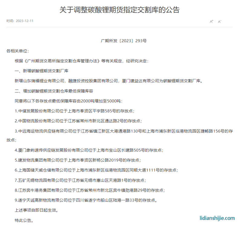 碳酸鋰期貨從近漲停到跌超5%！交割倉庫擴容影響多大？